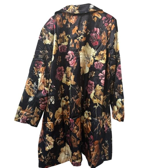 Autumn Floral Satin Evening Jacket Plus Size 5XL Black Duster Party Formal NWOT - Picture 4 of 7